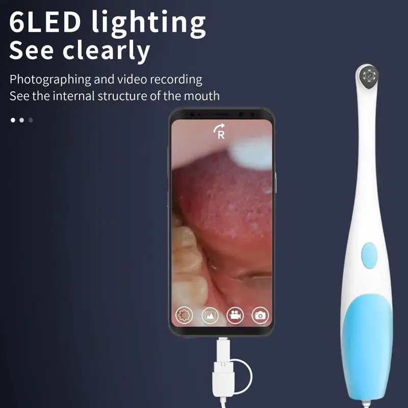 HD Portable 3 In1 Visual Odontoscope Oral Examination Camera With 6 LED Lights Teeth Detecting Endoscope Cameras For Dentists #W