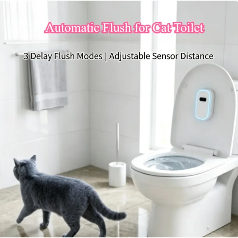 Automatic Flush Cat Toilet Convenient Pet Raising Equipment Easy‑Clean Device For Indoor Household