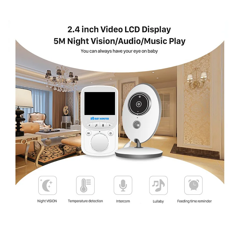 VB605 Home Digital Child Caregiver Indoor Wireless Baby Monitor Two-Way Voice Intercom Automatic Infrared Night Vision