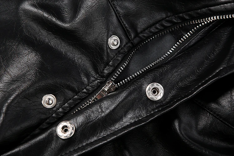 Nibber Hottie Crop Jacke Frauen Rollkragen Pu Unregelmäßige Zip Taste Volle Hülse Wilden Sexy Straße Mitternacht Herbst Hipster Mantel – Detail 7
