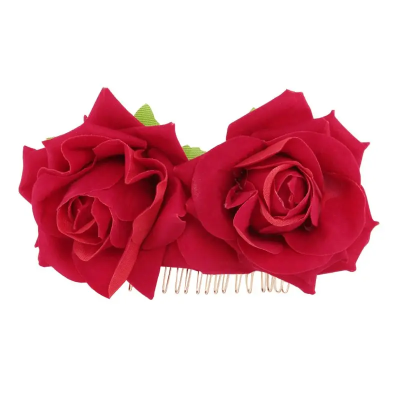NUEVO - Pinza para el pelo con flor rosa, broche de flor para bailarina de flamenco, pinza para peinado de mujer, accesorios para el cabello