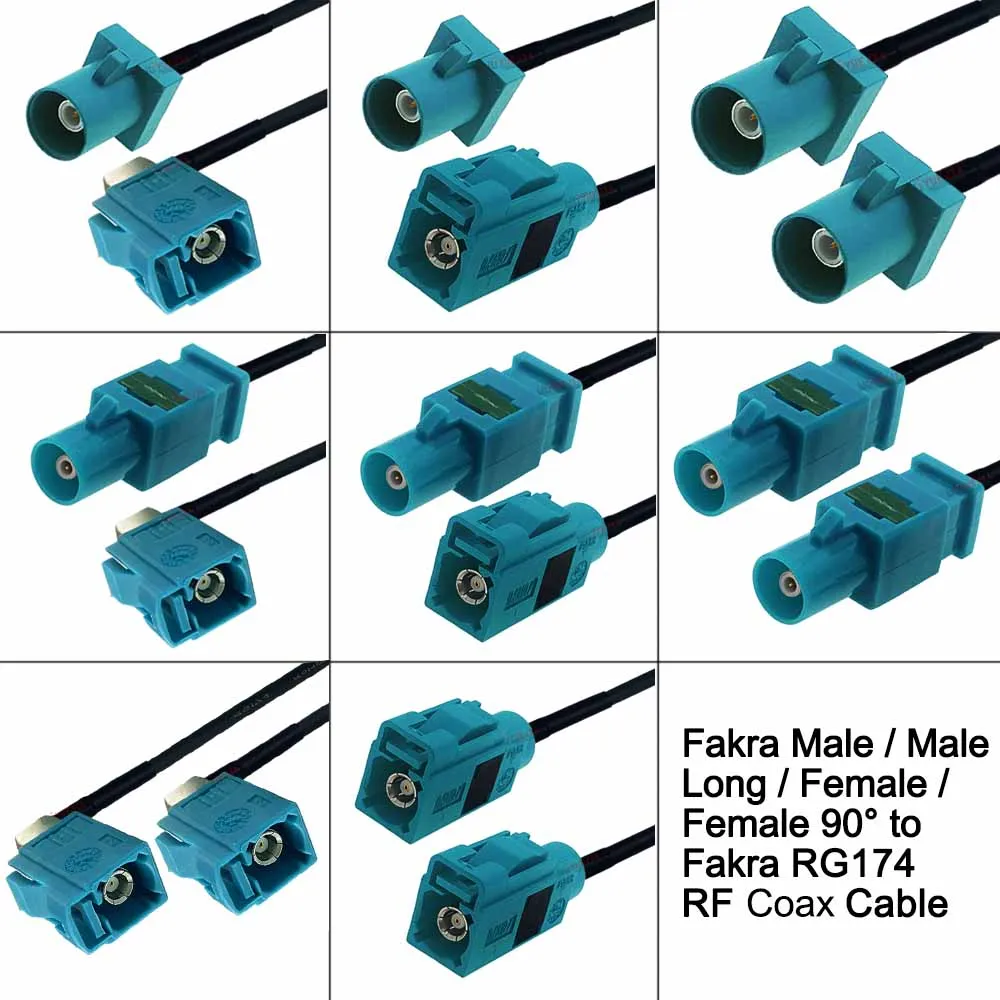 

RG-174 Water Blue Fakra Z Male Plug to Fakra Z Female Jack Connector RF Coaxial Cable For GPS Wi-Fi Antenna Telecom Systems