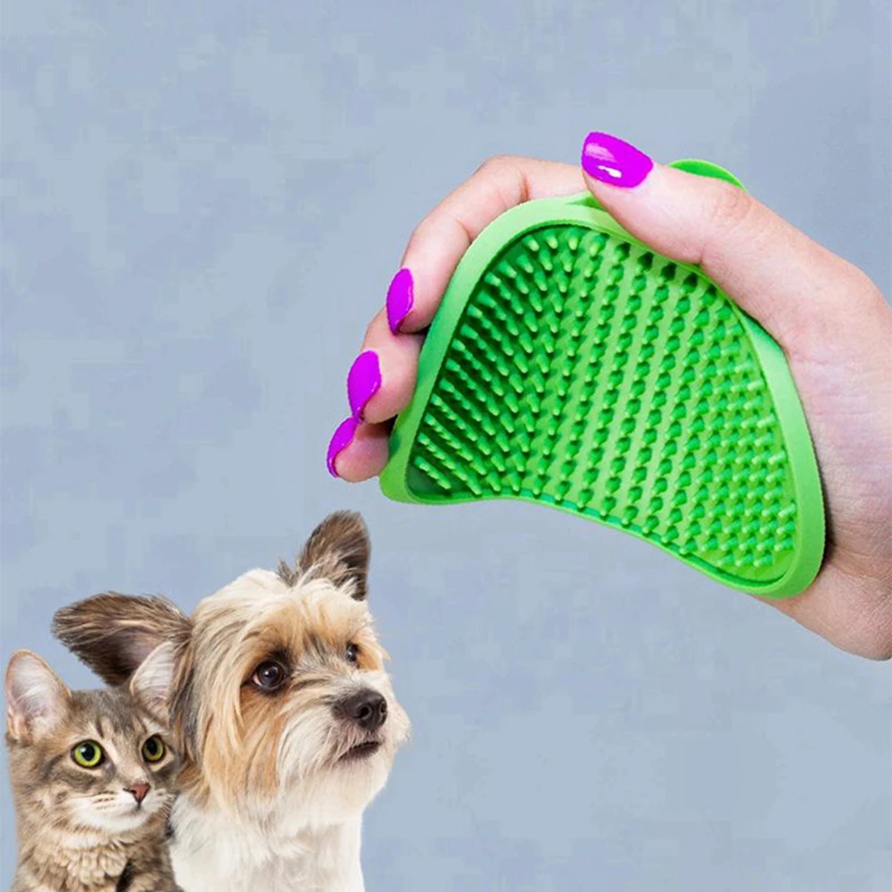 Dog Bath Massage Brush Fur Grooming Comb Soft Rubber  Hair Grooming Massage Comb with Adjustable Strap for Short Long Hair Dogs