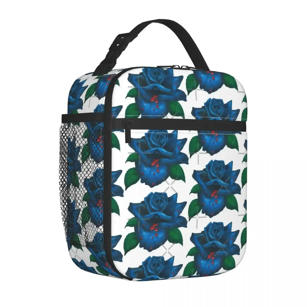 Blue Rose With Blood Drips Insulated Lunch Bag Holiday Portable Gift Multi-Style