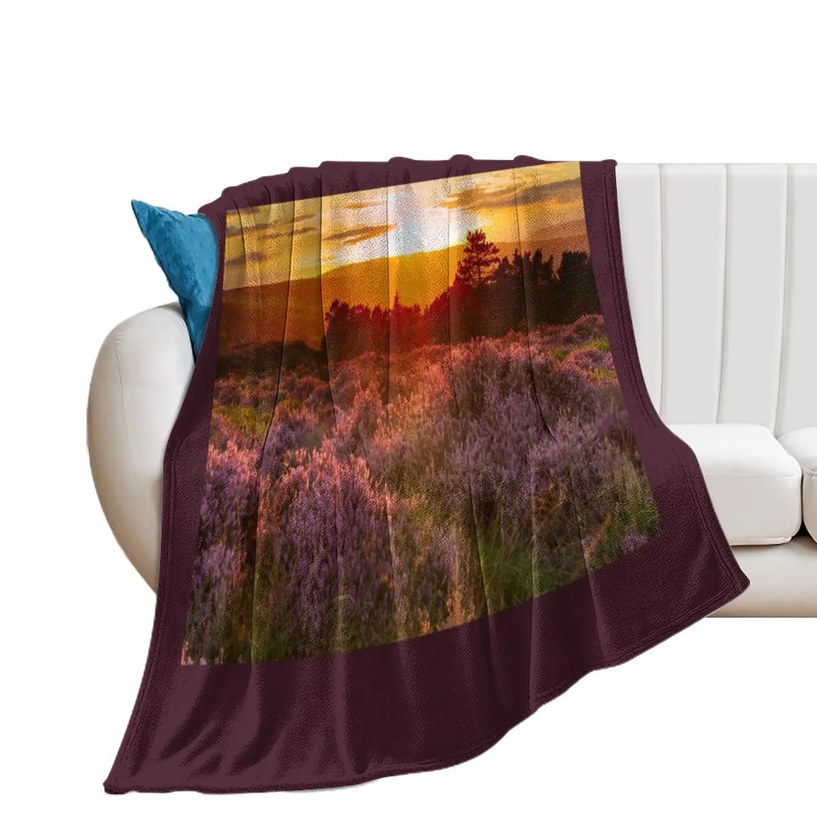 Ilkley Moor Sunset Throw Blanket warm winter Flannels Blankets