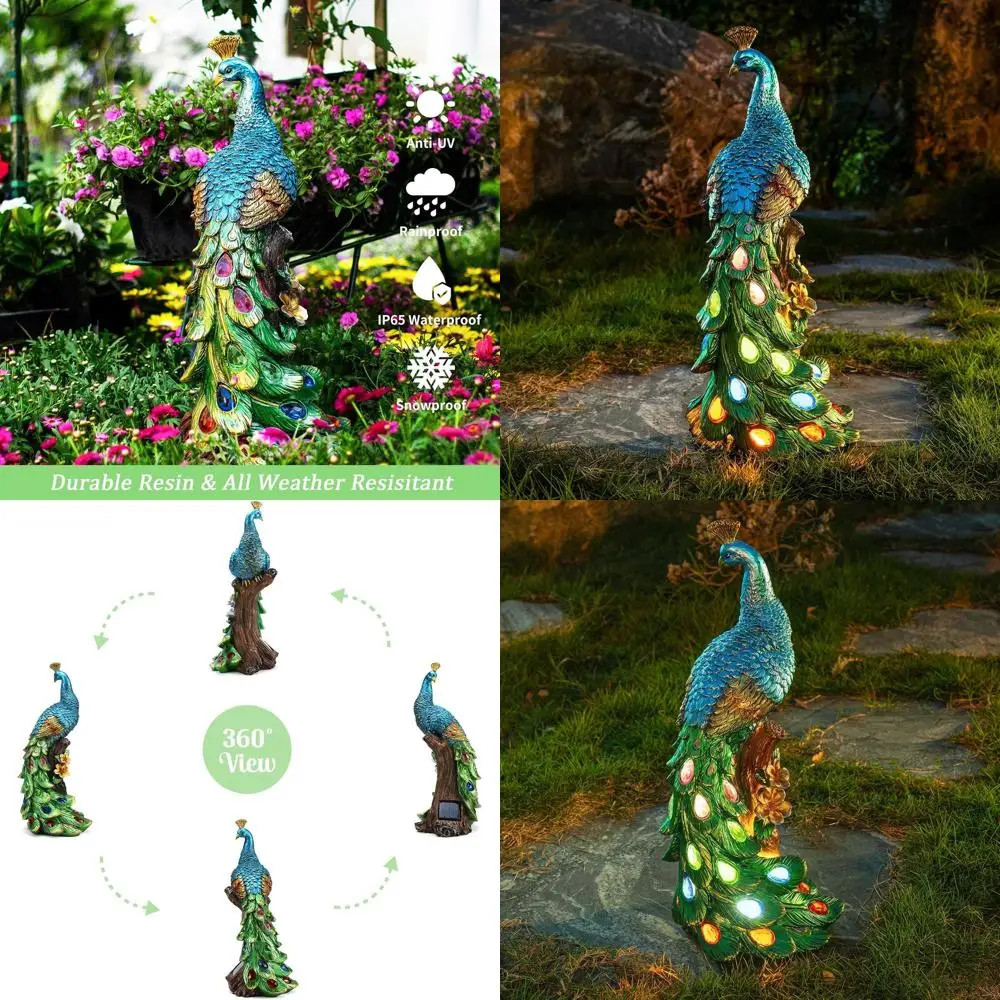

Illuminated Peacock Statue Outdoor Garden Decor for Patio, Lawn, and Yard - Perfect Gift for Mom and Women on Special Occasions