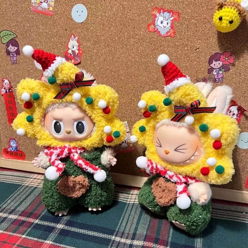 

Вязаный крючком подходящий набор рождественской звезды ручной работы для виниловой куклы Labubu V1 V2 V3, одежда для малышей, милый стильный подарок