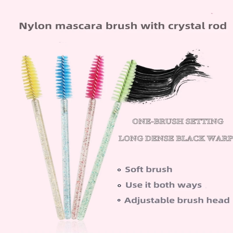 4 Bags/Lot Disposable Spiral olid crystal wand mascara brush nylon hair makeup brush with support custom