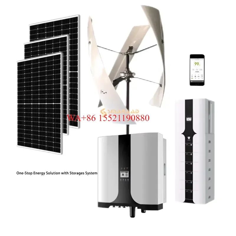 WMWMNU Residential Hybrid Off On Grid Energy System Wind Turbine Generator Solar Panels with Power Storage for Home Use