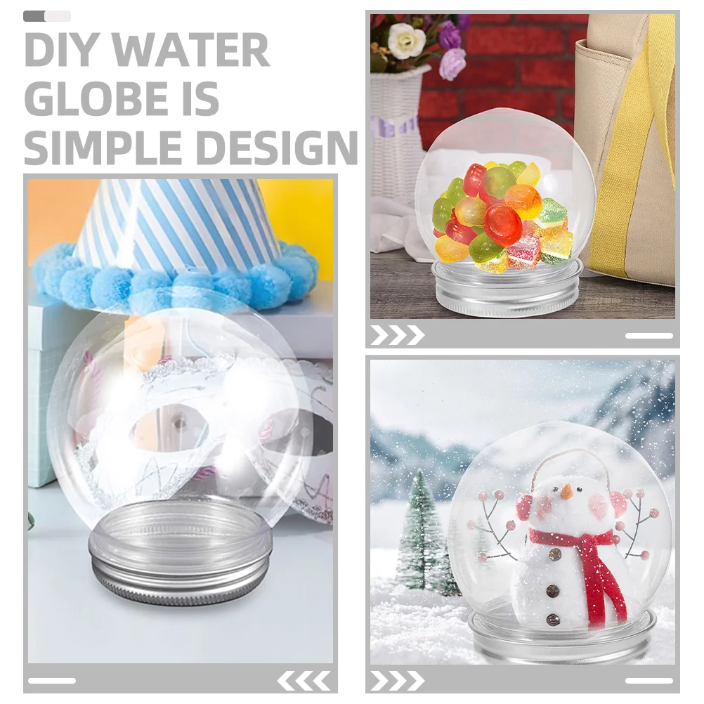 6 ชิ้นโปร่งใส Snowball ขวดพลาสติกขนาดกะทัดรัด DIY ลูกโลกน้ํา Photo Xmas อลูมิเนียมที่ว่างเปล่าเด็ก Planet Earth