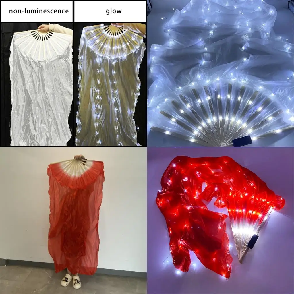 

1PC Illuminat LED Silk Belly Dance Fan For Stage Performances And Outdoor Event high quality