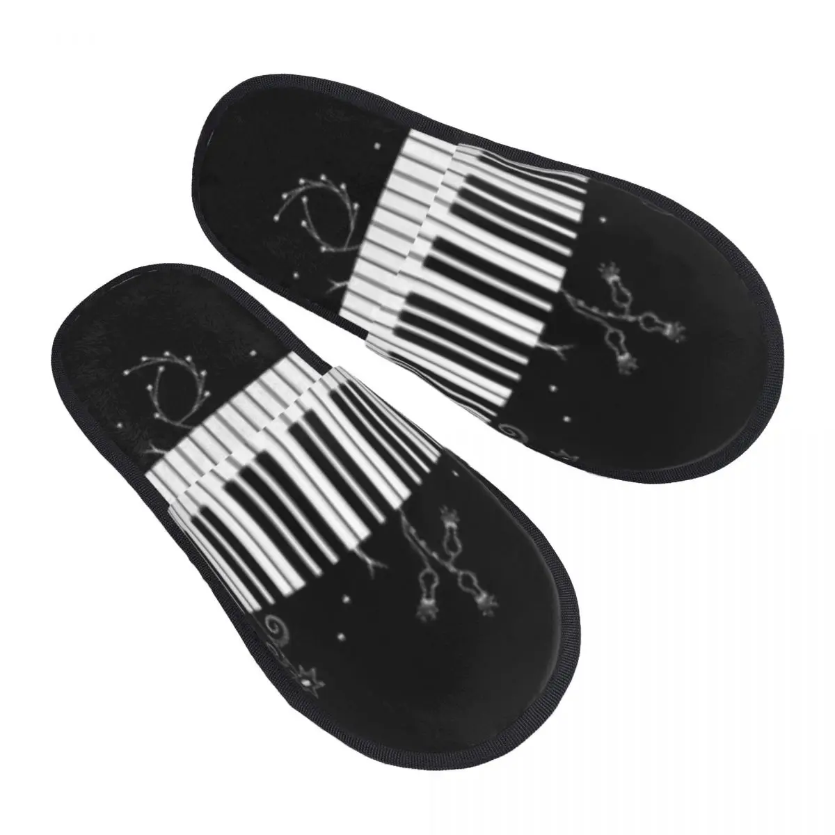 

Домашние клавиши фортепиано с нотами, музыкальная клавиатура, теплые тапочки, домашние плюшевые тапочки, домашние мягкие пушистые тапочки