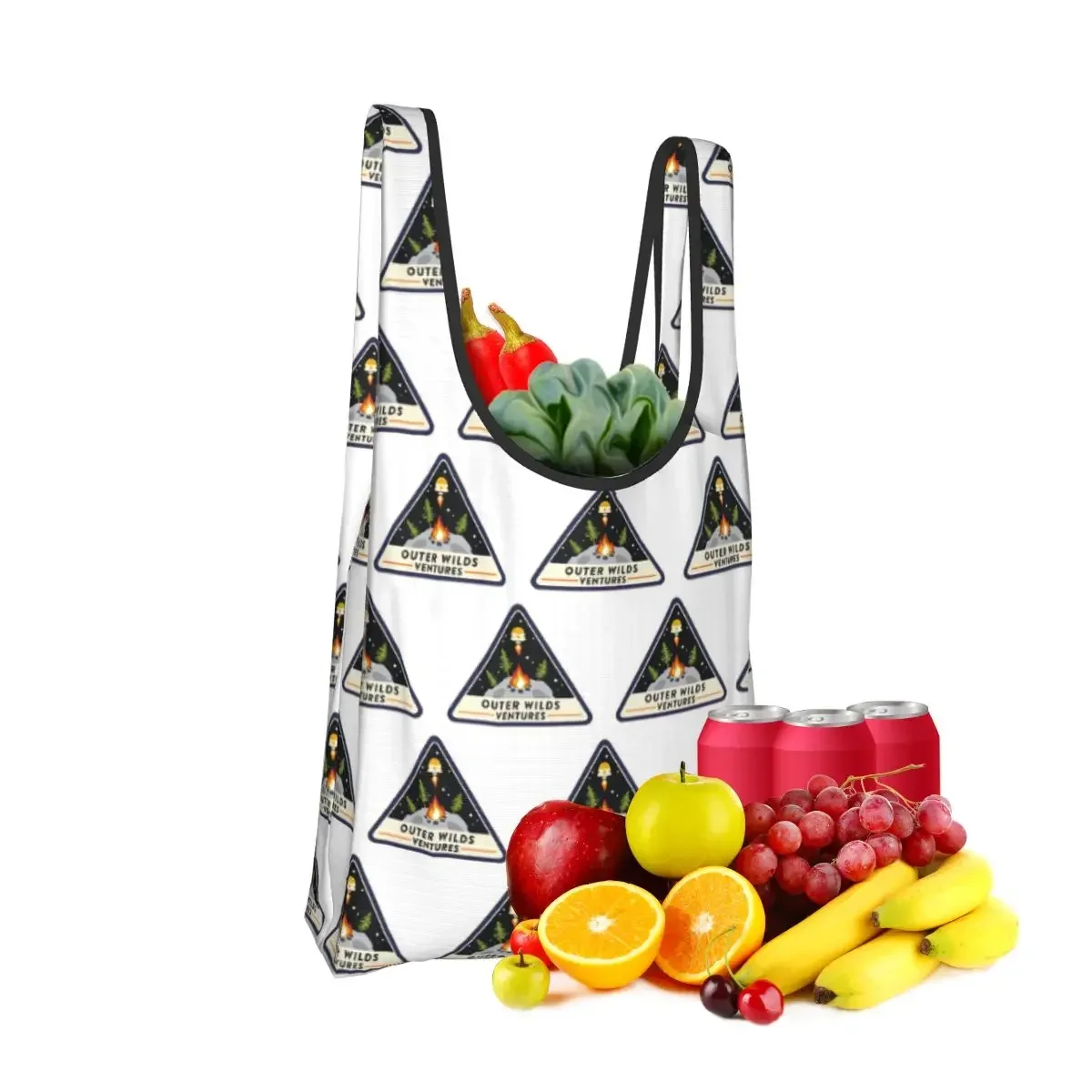 Outer Wilds Ventures Patch Shopping Bag Portable Tote Bags Reusable Shoulder Shopper Bag Groceries Handbag