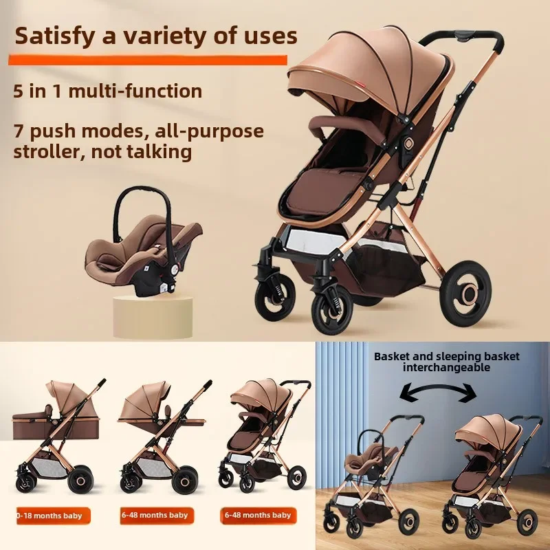 Baby Stroller Basket Multi-functional Can Sit and Lie Down Lightweight Folding Two-way High-view Baby Newborn Children Stroller