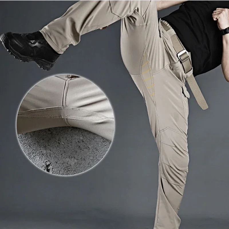 Men Tactical Elastic Pants Spring Autumn City Cargo Trousers Military Combat Hiking Camping Climbing Quick Dry Casual Sportswear