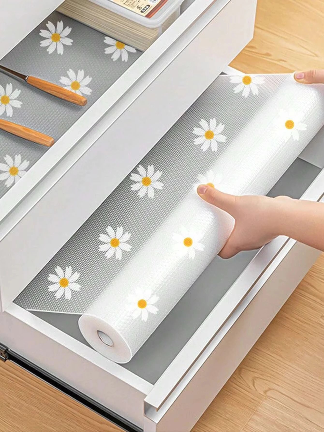 1 Roll Shelf Liner For Kitchen Cabinets EVA Waterproof Fridge Pad Cupboard Mat Easy Placemats Non-Adhesive Drawer Liner
