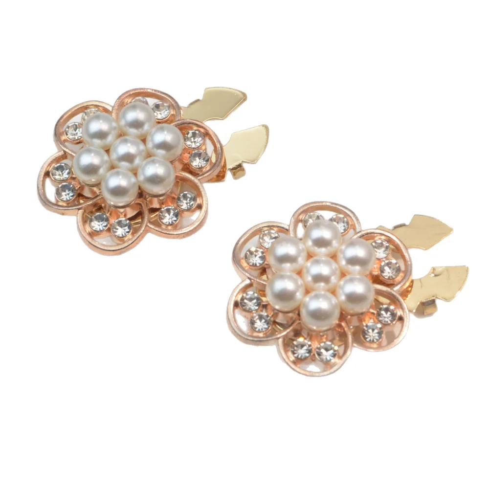 Palace Style Pearl Pin Rhinestone Flower Metal Button Cufflinks Women's Temperament Shirt Formal Dress Sleeve Flower