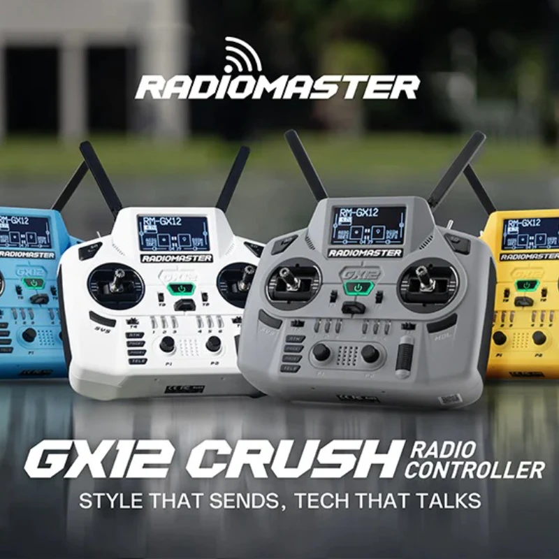 

Контроллер радиопередатчика Radiomaster GX12 Crush 2,4G Dual 1W Gemini Xrossband ELRS — режим 2 / левый дроссель