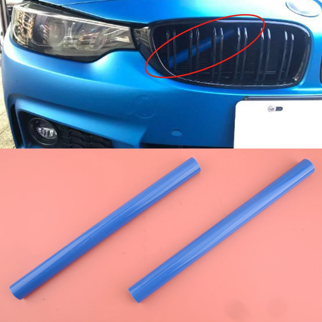 

2Pcs 2.6cm Car Front Grille Water Tank Stripe Blue Plastic Fit for BMW 1 2 3 4 5 6 7 Series F20 F21 F22 F23 F44 F45 F46 F30 F32