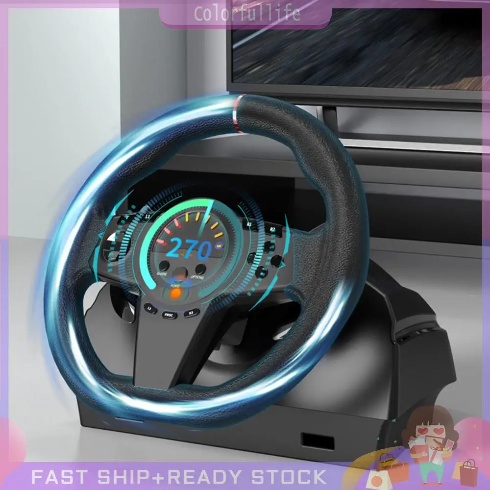 270 °   دواسة سيارة Simracing للألعاب مع دواسات خطية لعجلة قيادة السباق للكمبيوتر الشخصي PS3/PS4/Switch/Xbox One/Xbox Series X/S