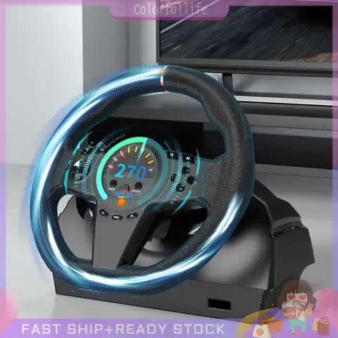 270 °   Pédale de voiture Simracing de jeu avec pédales linéaires, volant de course pour PC PS3/PS4/Switch/X Xbox One/Xbox Series X/S
