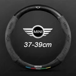 Suede Non-slip Car Emblem Steering Wheel Cover For Mini Cooper R50 R52 R53 R55 R56 F54 F55 F56 F60 R61 JCW Countryman Clubman