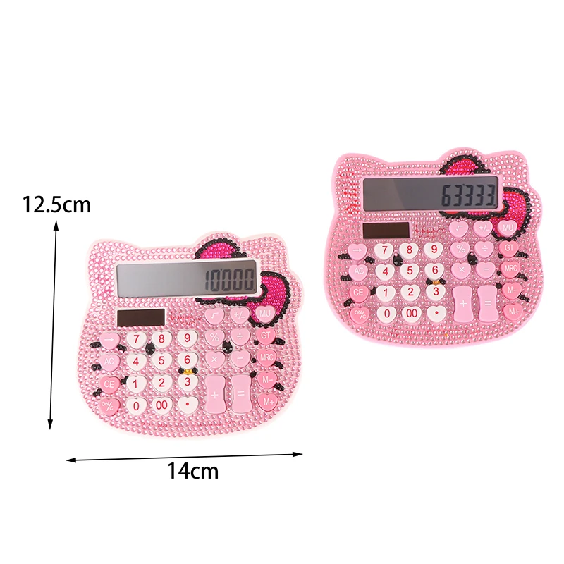 산리오 헬로 키티 계산기 크리스탈 다이아몬드 태양 에너지 활 넥타이 하트 단추, 내구성 창의력 어린이 선물