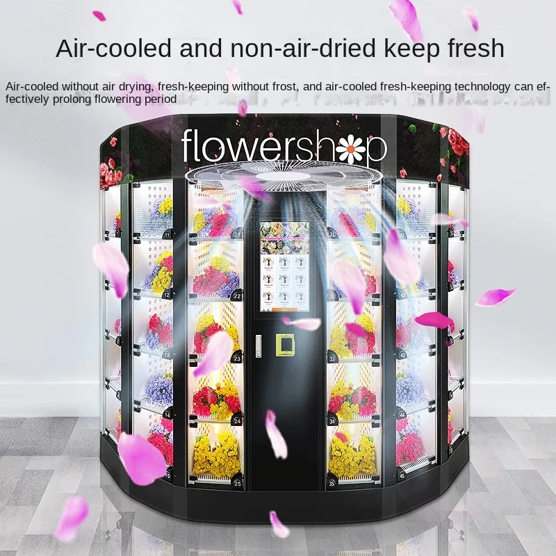 Flower vending machine,unmanned vending machine,self-service code scanning, flower cabinet,24-hour vending machine customization