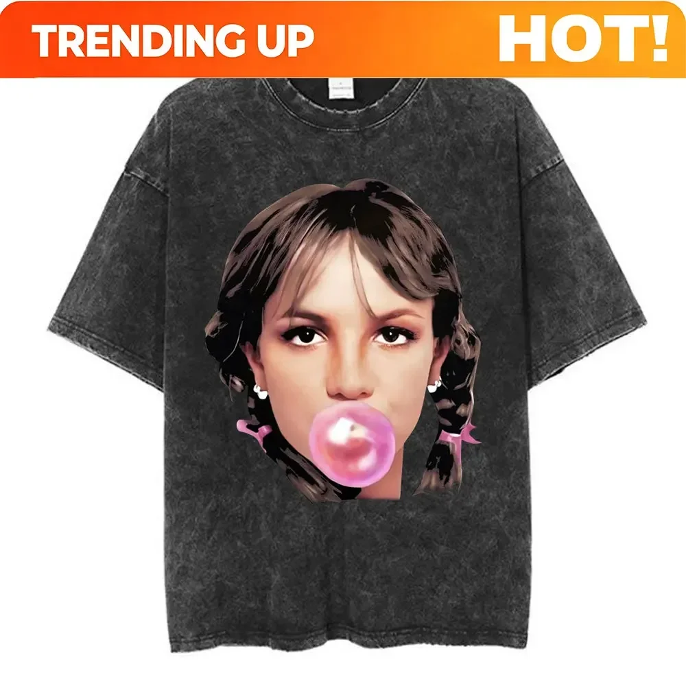 Customization Shirt Britney Spears Oops! I Did It Again Tour 2000 Merch Vintage Washed T Shirts Men's Women Cotton Short Sleeve