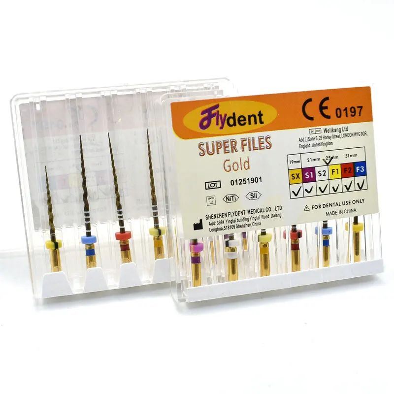 Dental Pro Super Files Taper Gold Universeral Engine Use Rotary Files Golden Dondontic Root Canal NITI Dentist Tool