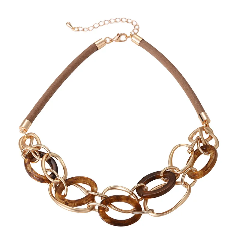 Металлическое ожерелье-ошейник двойной цепью для женщин