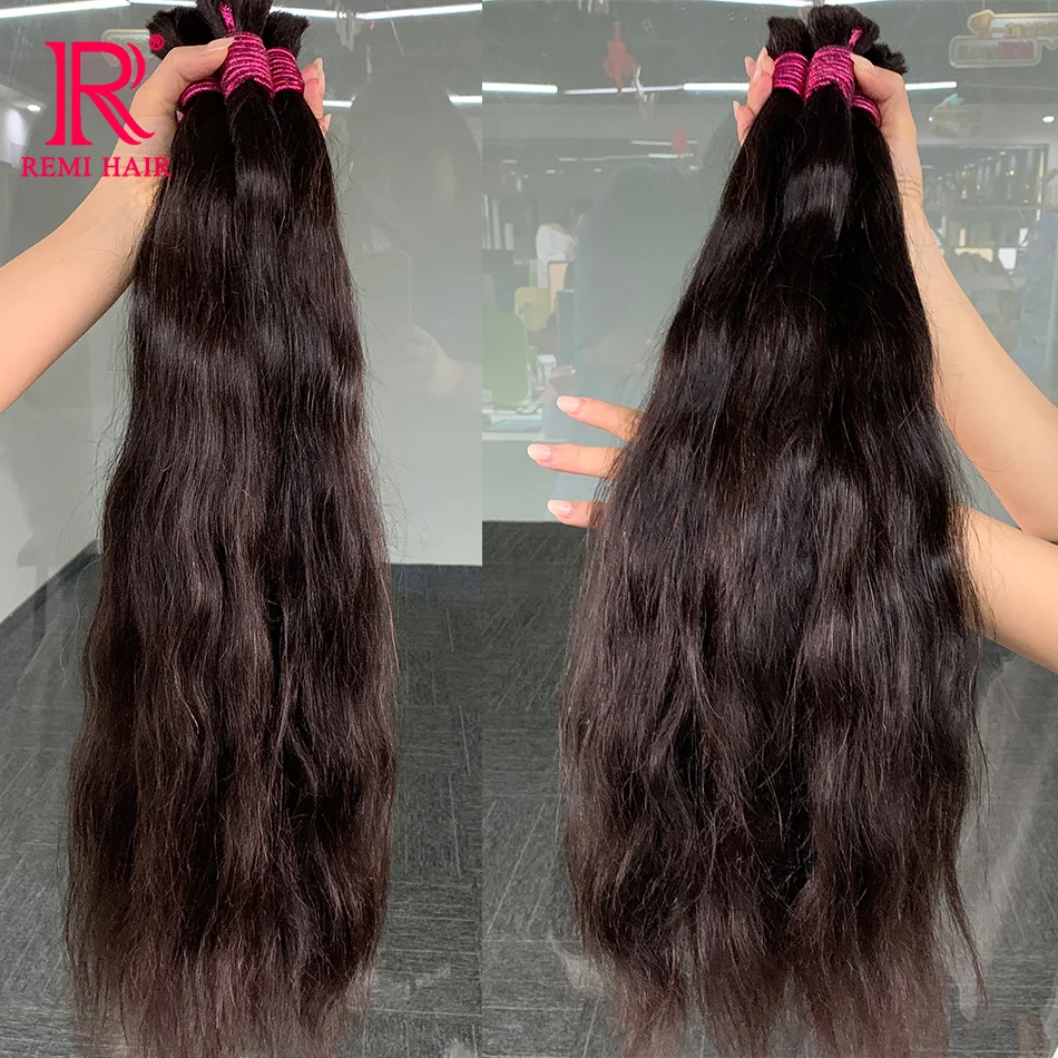 Unprocessed 100% Real Hair Bulks Indian Hair No Weft Natural Wavy Human Hair Extensions Original Weaving Hair for Braiding