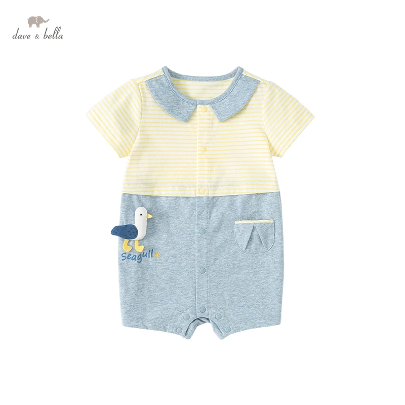 

Dave Bella Cotton Baby Bodysuit Newborn Short Sleeve Striped Toddler Boy Jumpsuit Clothes Body Baby Suits DB2221493