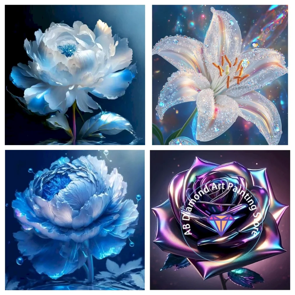 

Blue Rose AB Diamond Painting Kit Square Round Diamond 5D DIY Narcissus Mosaic Handmade Art Adult Exquisite Gift Home Decor