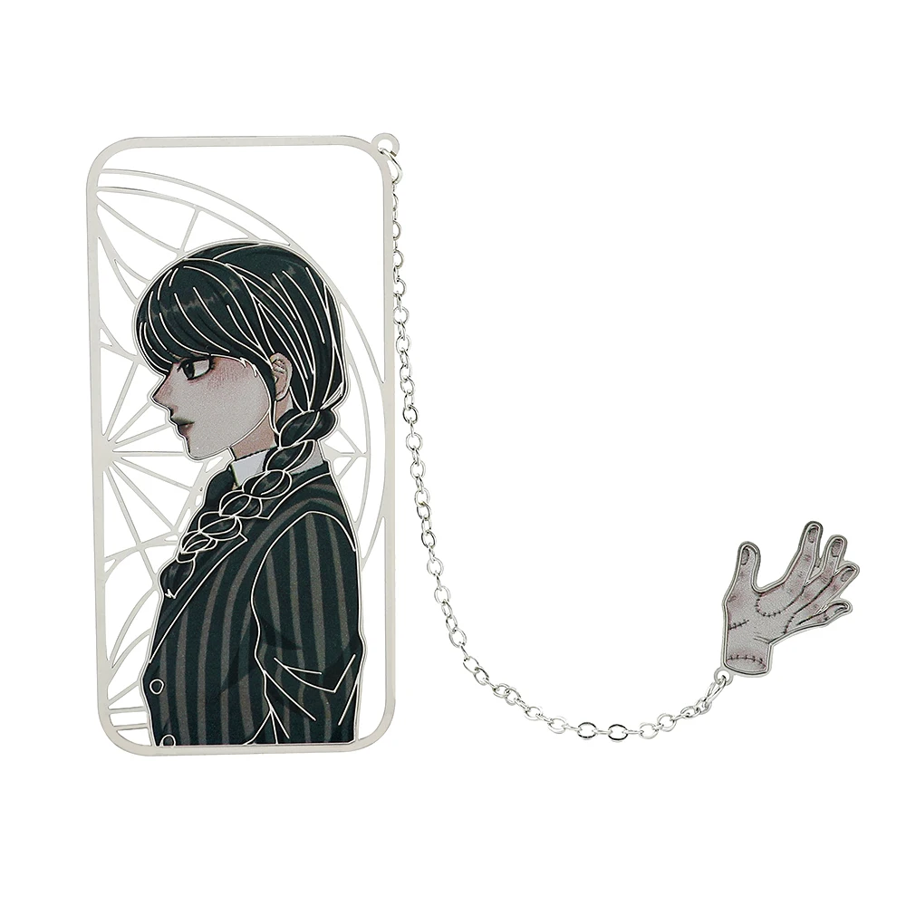 Punk Movie Wednesday Bookmark Peripheral Halloween Reading Page Marker Metal Bookmark Stationery Support Reading Lovers Gift