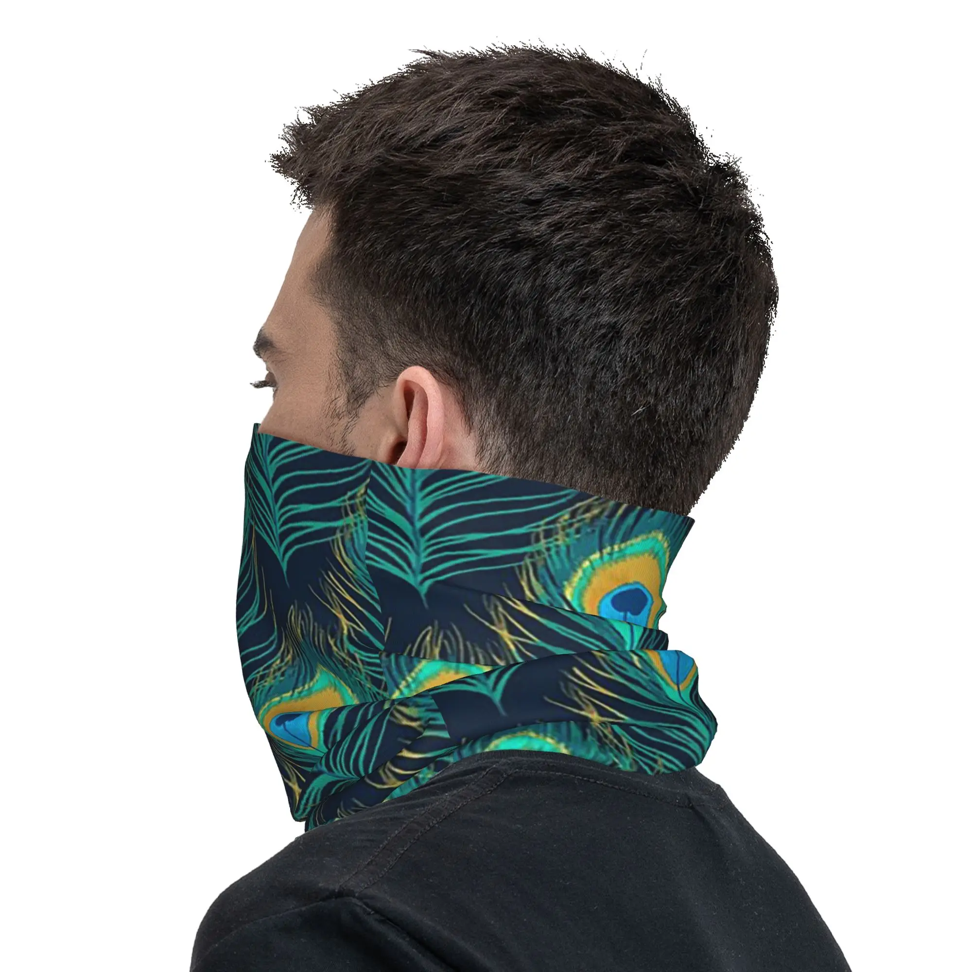 Peacock Eye Feathers Art Board Bandana Neck Gaiter Printed Mask Scarf Multi-use Face Mask Outdoor Sports For Men Women Adult - view 6