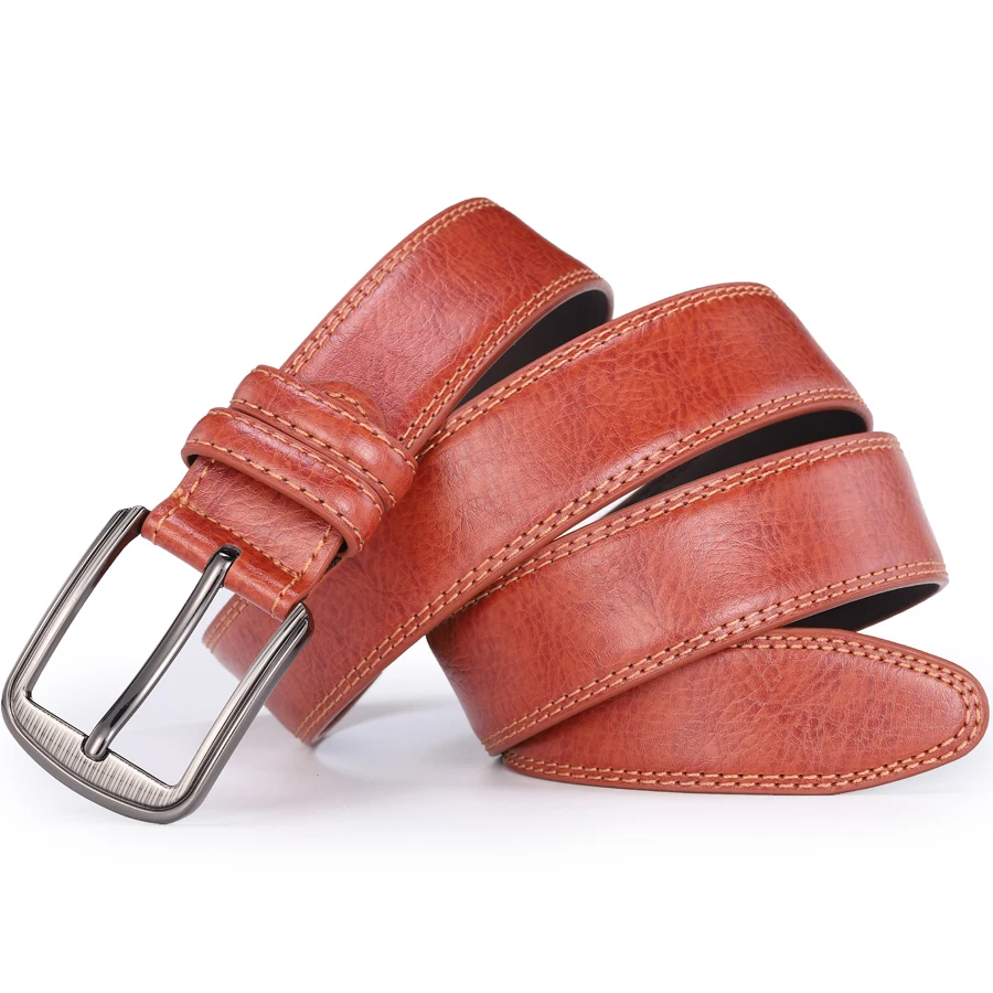 Male Men Casual Fashion Waist Belts Genuine Leather Pin Buckle Luxury Designer Belts for Men Dress Daily Wear Blue Red Brown view 5
