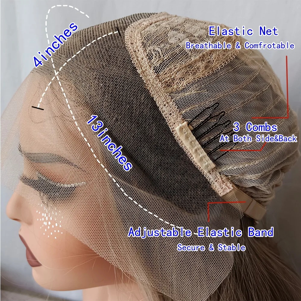 Highlighted Ash Blonde Lace Front Wig Brown Blonde Synthetic 13x4 Lace Front Wigs For Women Natural Wave HD Transparent Lace