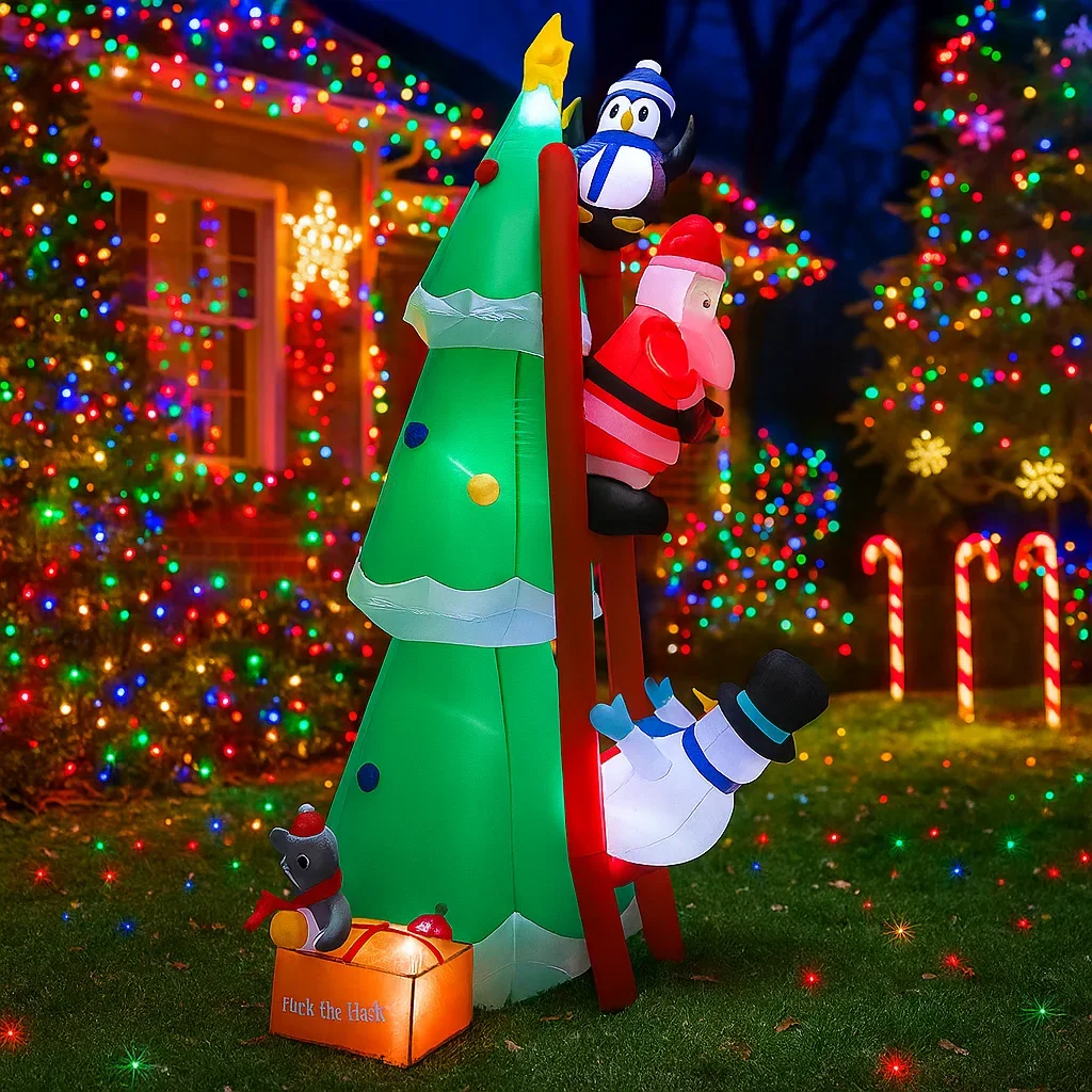 1,8 M/5,9 FT Aufblasbare Schneemann Pinguin Santa Claus Klettern Leiter Licht LED Hause Urlaub Beleuchtung Dekoration Weihnachten Decor liefert