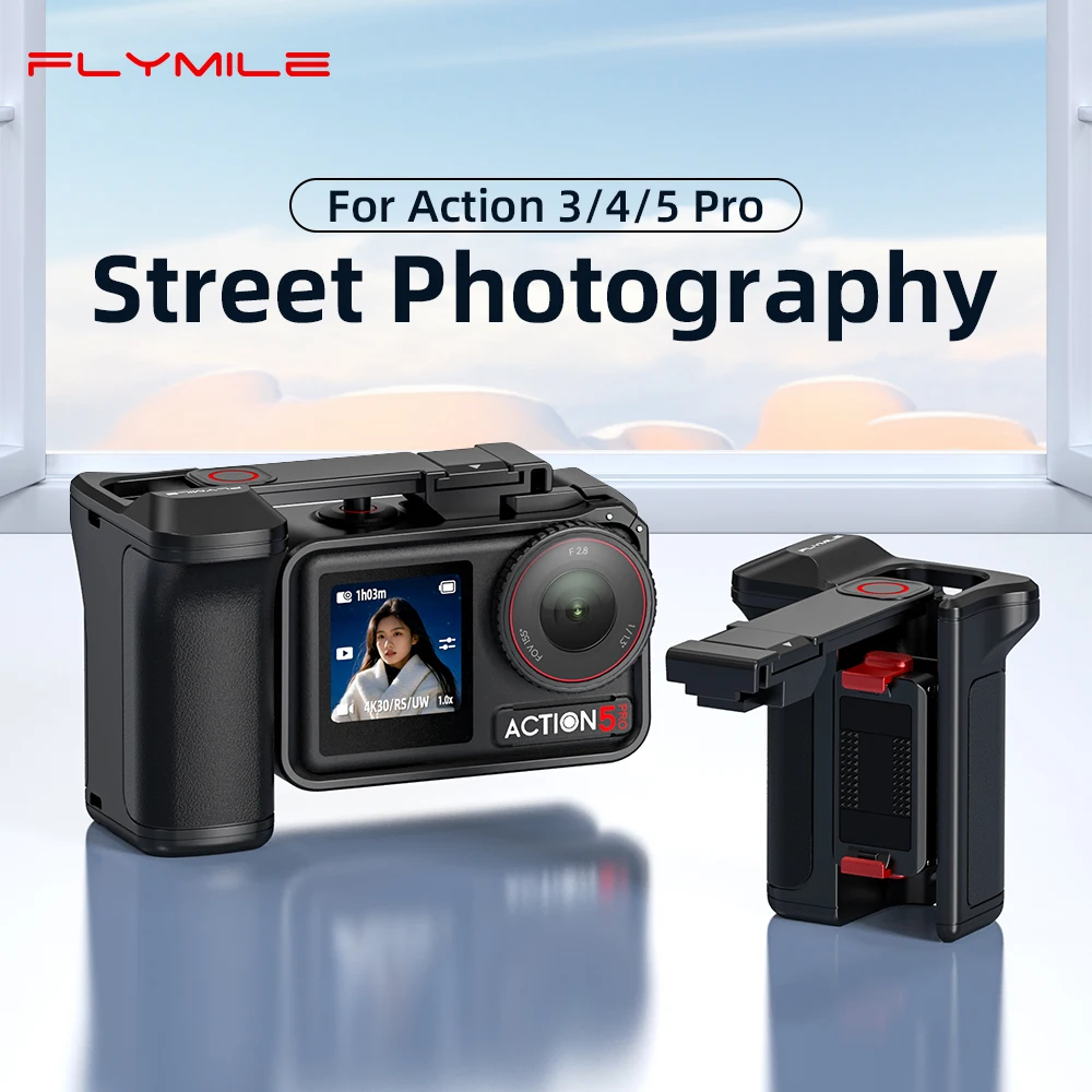 

Street Photography Set Quick Release Handle Grip Cold Shoe Interface For Dji Action 3/4/5 Pro Camera Accessory
