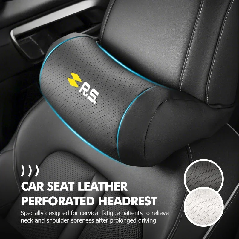 

Car Sticker Car Neck Pillow Leather Pack Headrest Pain Relief Lumbar Pillow For Renault RS Clio Scenic Logan Megane Koleos Sande