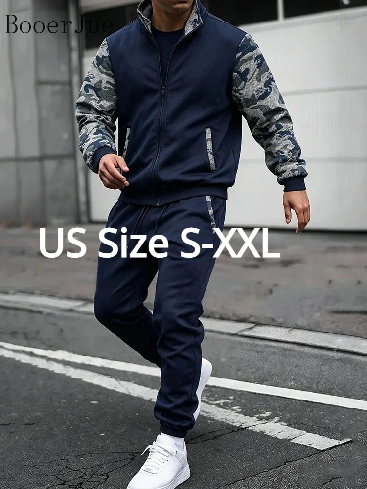 Outfits for Man Set Camouflage Tracksuits Sweatshirt Fleece Lined Jacket + Pants Casual Mens Track Suit Sportswear Fitness Suits