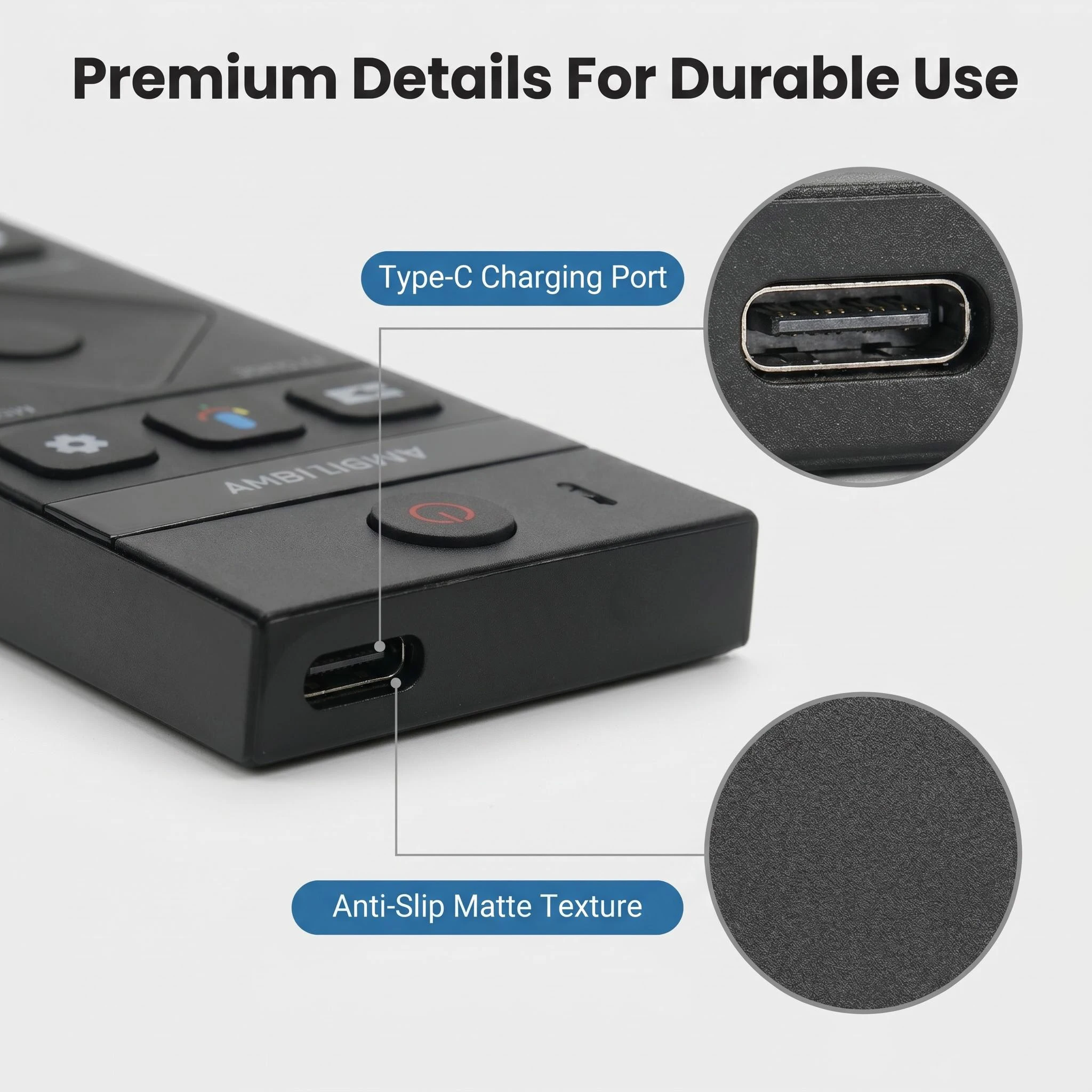 FAZV Rechargeable Metal Case Remote for Philips 55OLED909/12 55PML8709/12 55OLED809 Mini LED OLED 4K Google TV