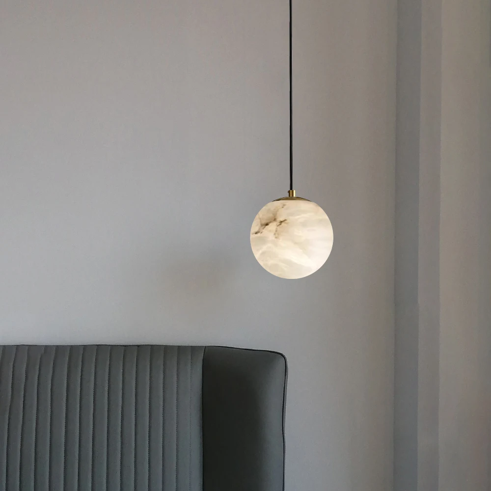 

Spanish Marble Sphere Pendant Light 13/15cm , Post-Modern Forged Craftsmanship Mini Chandelier for Dining Room/Bar/Bedside