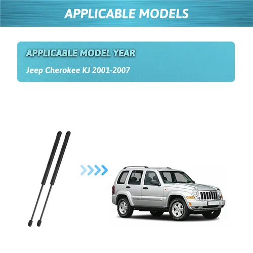 Imagen 2 del producto Par de capó delantero de coche, soporte de elevación de resorte de Gas, amortiguador de puntal para Jeep Cherokee KJ 2001 2002 2003 2004 2005 2006 2007, accesorios para automóviles