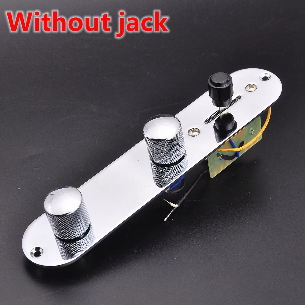 1 Set Chrome Electric Guitar Bass Wiring Harness  with Alloy Control Plates and Knobs for TELE/JB Bass