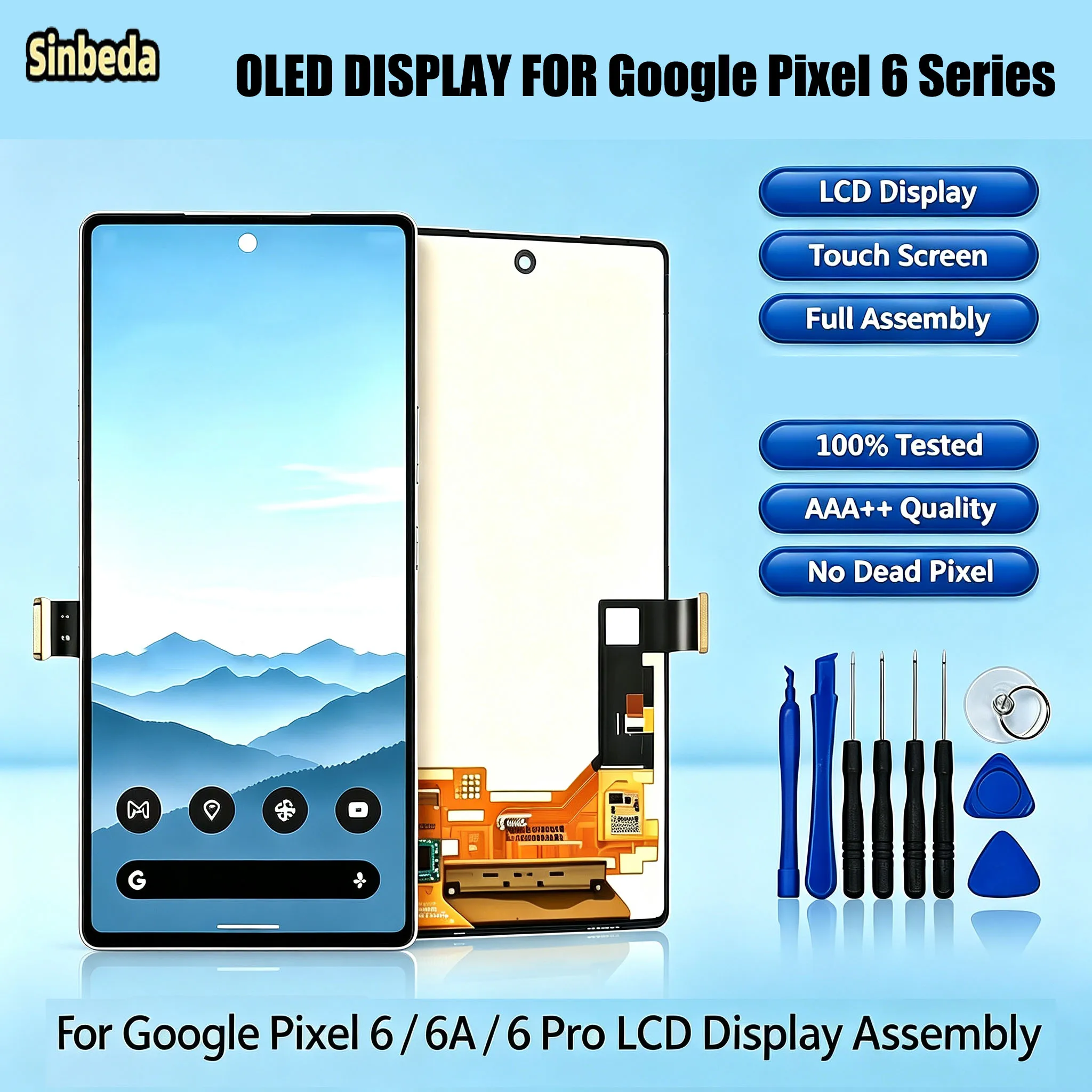 OLED For Google Pixel 6 6A 6Pro Screen Replacement LCD Digitizer Assembly With Fingerprint Touch Screen Display With Tools
