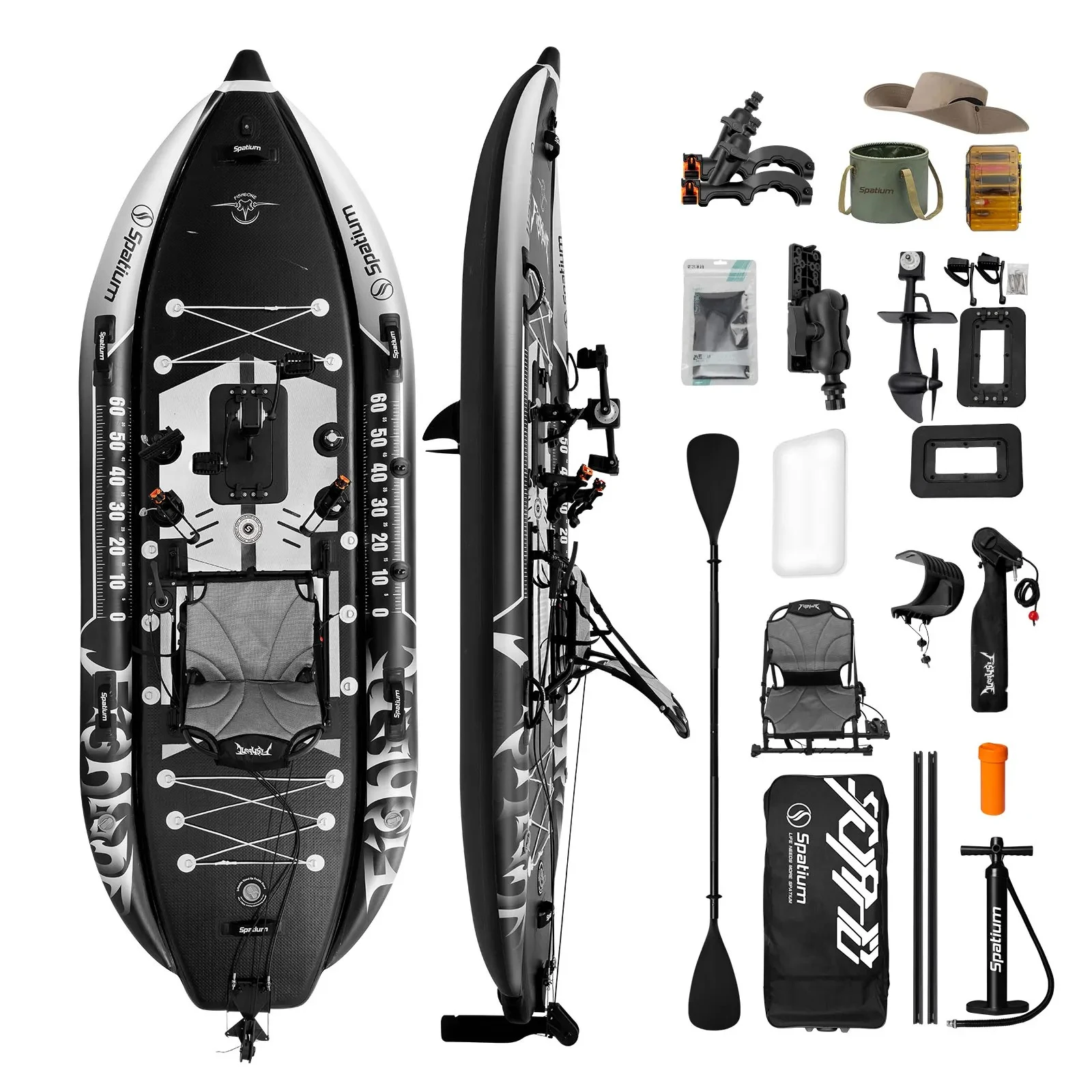 

Inflatable Kayak with Pedal Drive, Hands-Free Fishing Boat, Portable Blow Up Canoe for Anglers, Includes Paddle and Rod Holder