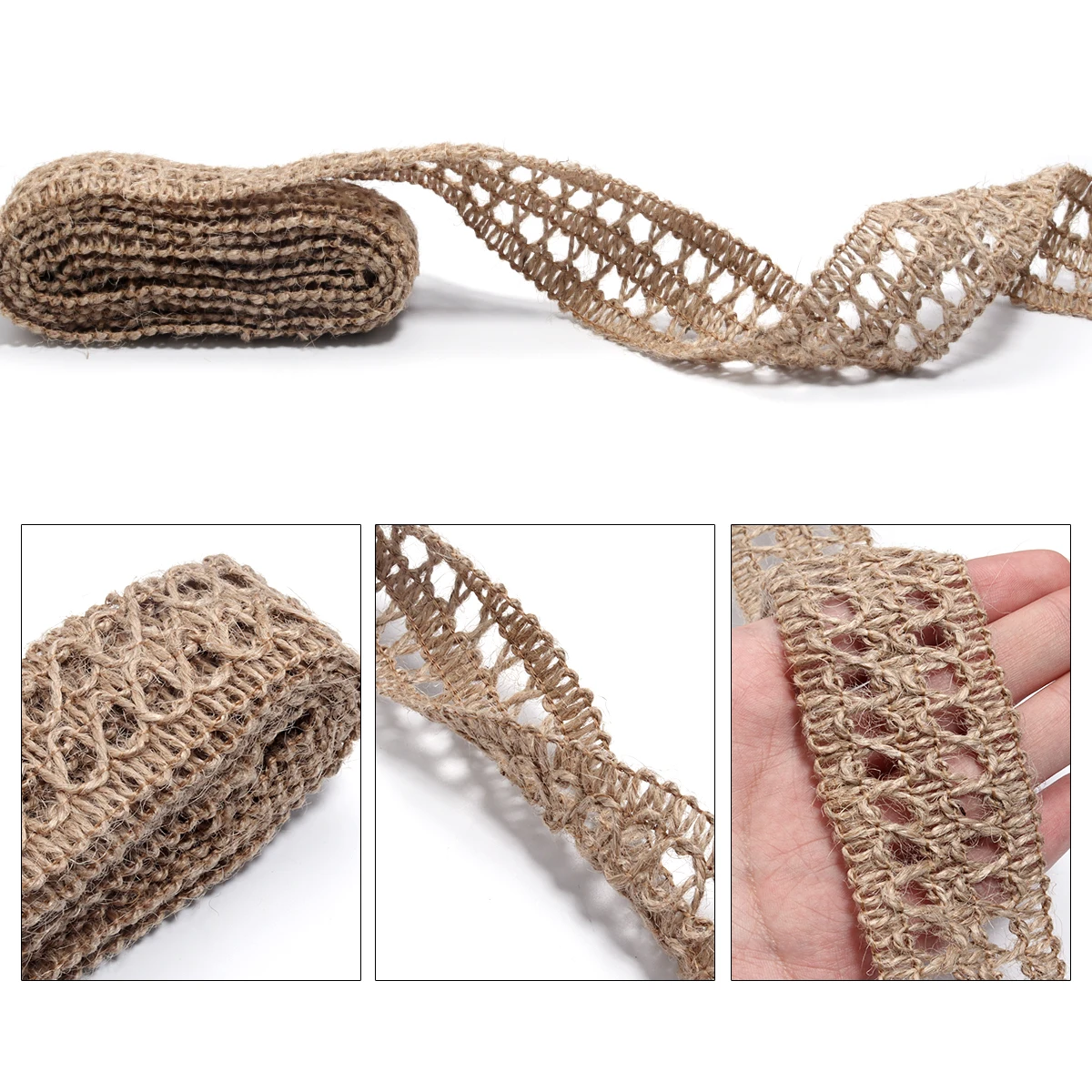2 Meter Natural Jute Ribbon Burlap Braided Tape Gift Webbing Rope for DIY Bouquet Packing Wedding Party Home Decoration Supplies