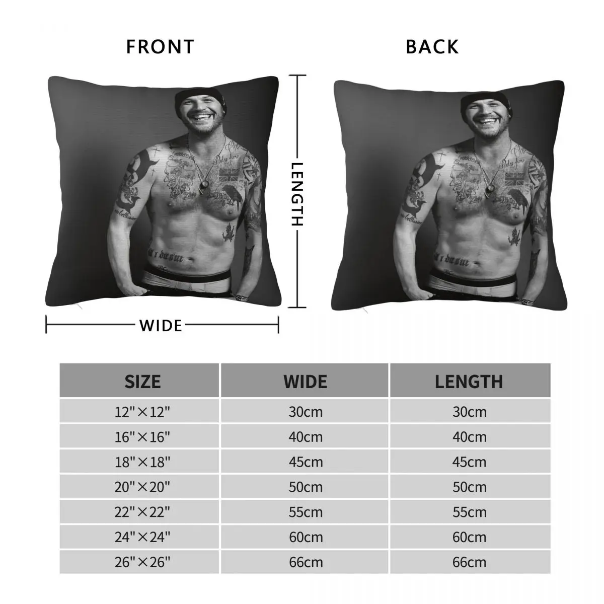 Tom Hardy Square Pillowcase Polyester Linen Velvet Pattern Zip Decor Throw Pillow Case Bed Cushion Cover